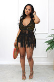 Sexy Knit Hollow Out Halter Top And Shorts Sets CM-8610