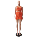 Sexy Knit Hollow Out Halter Top And Shorts Sets CM-8610