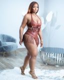 Sexy Tassel Halter Bra Top High Waist Shorts Clubwear Sets LP-66335