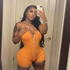 Sexy Lace-Up Sling Bodycon Romper JPF-1069
