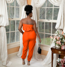 Solid Strapless Off Shoulder Sashes Jumpsuit BS-1307