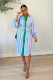 Casual Striped Long Sleeve Sashes Midi Dress OLYF-96094