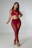 Sexy Lace Up Sleeveless See Through 2 Piece Sets MZ-2728