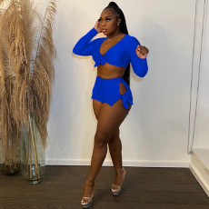 Sexy Bow-Tie Crop Top And Shorts Two Piece Sets YIY-5342