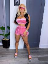 Sexy Velvet Tube Top And Shorts 2 Piece Sets OSM-3339