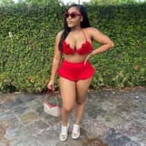 Sexy Ruffled Bra Top And Shorts Two Piece Sets NYF-8111