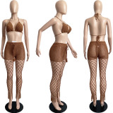 Sexy Fashion Hollow Perspective Fishing Net Hook Bra And Pants 2 Piece Set FSL-F009