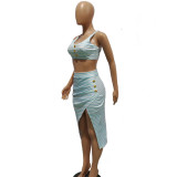 Sexy Striped Split Skirt Two Piece Sets BN-9326
