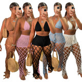 Sexy Fashion Hollow Perspective Fishing Net Hook Bra And Pants 2 Piece Set FSL-F009