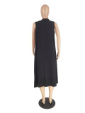 Solid Ribbed Tank Top+Sleeveless Cloak+Shorts 3 Piece Sets ZDF-31210
