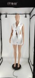 Solid Sleeveless Blazer Top And Shorts 2 Piece Sets(With Brooch) IV-8309