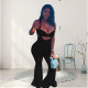 Plus Size Solid Tube Top Strap Flared Jumpsuit 2 Piece Sets WPF-80638