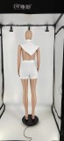 Solid Sleeveless Blazer Top And Shorts 2 Piece Sets(With Brooch) IV-8309