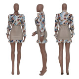 Floral Print Long Sleeve Patchwork Mini Dress TR-1208