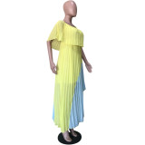 Sexy Patchwork Slash Neck Pleated Maxi Dresses OD-8291