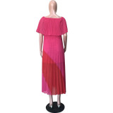 Sexy Patchwork Slash Neck Pleated Maxi Dresses OD-8291