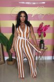 Sexy Striped Halter Backless Sashes Jumpsuit YIM-057
