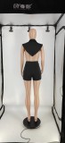 Solid Sleeveless Blazer Top And Shorts 2 Piece Sets(With Brooch) IV-8309