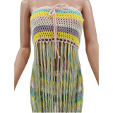 Colorful Knit Tassel Two Piece Shorts Sets TK-6241