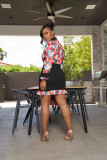 Floral Print Long Sleeve Patchwork Mini Dress TR-1208