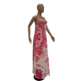 Printed Spaghetti Strap Loose Long Dresses TR-907