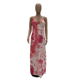 Printed Spaghetti Strap Loose Long Dresses TR-907