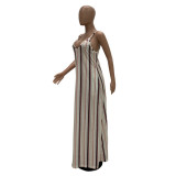 Printed Spaghetti Strap Loose Long Dresses TR-907