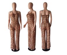 Plus Size Leopard Print Sling Jumpsuit BYMF-60801