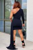 Solid One Shoulder Irregular Mini Dress YS-S812