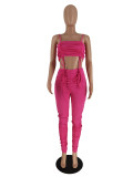 Plus Size Solid Ruched Two Piece Pants Sets ZDF-31211D
