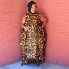 Plus Size Printed Sleeveless Loose Maxi Dress NNWF-7491
