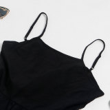 Black High Waist Backless Sling Long Dress NY-2430