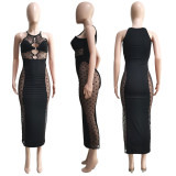 Sexy Mesh Patchwork Sleeveless Maxi Dress ME-8122