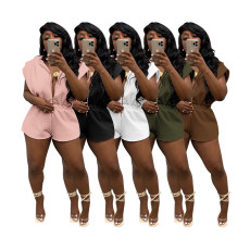 Casual Solid Hooded Zipper Romper DDF-88174