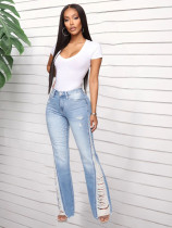 Plus Size Denim Ripped Hole Jeans Pants LX-5518