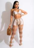 Sexy Crochet Hollow Out Two Piece Pants Sets OSM-4359