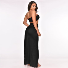 Sexy Tube Top Split Maxi Skirt Two Piece Sets YF-10107