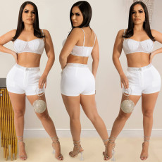 Sexy Hot Drilling Tank Shorts Two Piece Sets BY-5676
