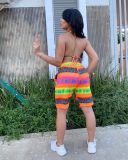 Sexy Printed Halter Bra Top And Shorts 2 Piece Sets LSL-6496