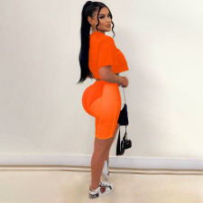 Solid Short Sleeve Mesh Shorts Two Piece Sets WSM-5318