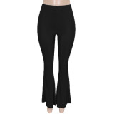 Solid High Waist Flared Pants SH-390324