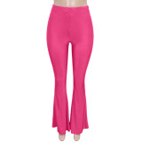Solid High Waist Flared Pants SH-390324