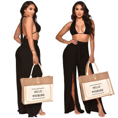 Sexy Solid Color Halter Top And Pants Two Piece Sets YF-K10105