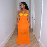 Sexy Split Contrast Long Dress YF-K10135
