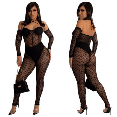Sexy Halter Lace See-through Nightclub Jumpsuit YF-K10103