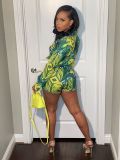 Sexy Printed Long Sleeve Shirt And Shorts 2 Piece Sets CM-8621