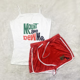 Plus Size Printed Fitness Two Piece Shorts Sets SHD-9375