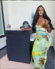 Fashion Sling Tie Dye Maxi Dress YF-9018