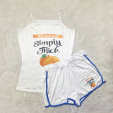 Plus Size Printed Fitness Two Piece Shorts Sets SHD-9375
