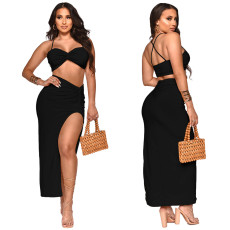 Sexy Solid Color Two Piece Skirt Suit YF-10074